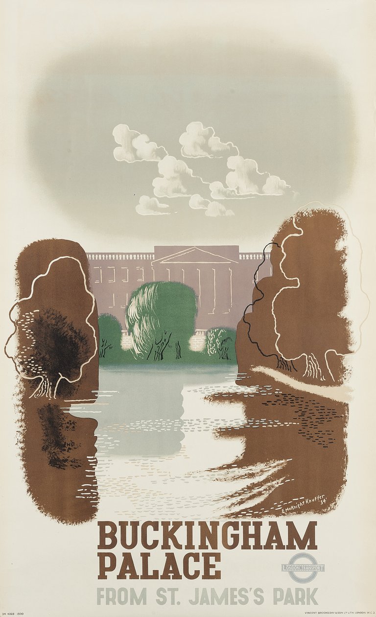 Londen Undrground poster met reclame voor Buckingham Palace door Edward McKnight Kauffer