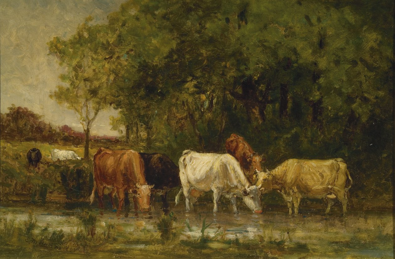 Koeien in landschap door Edward Mitchell Bannister