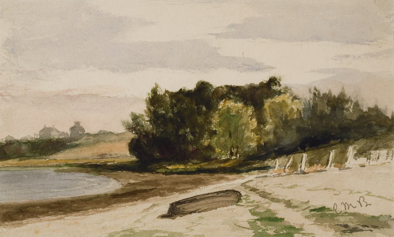 Landschap met boomstam op het strand (#40), ca. 1880 door Edward Mitchell Bannister