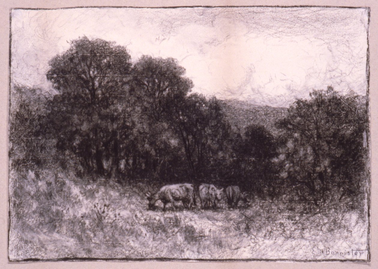 Landschap met drie koeien door Edward Mitchell Bannister