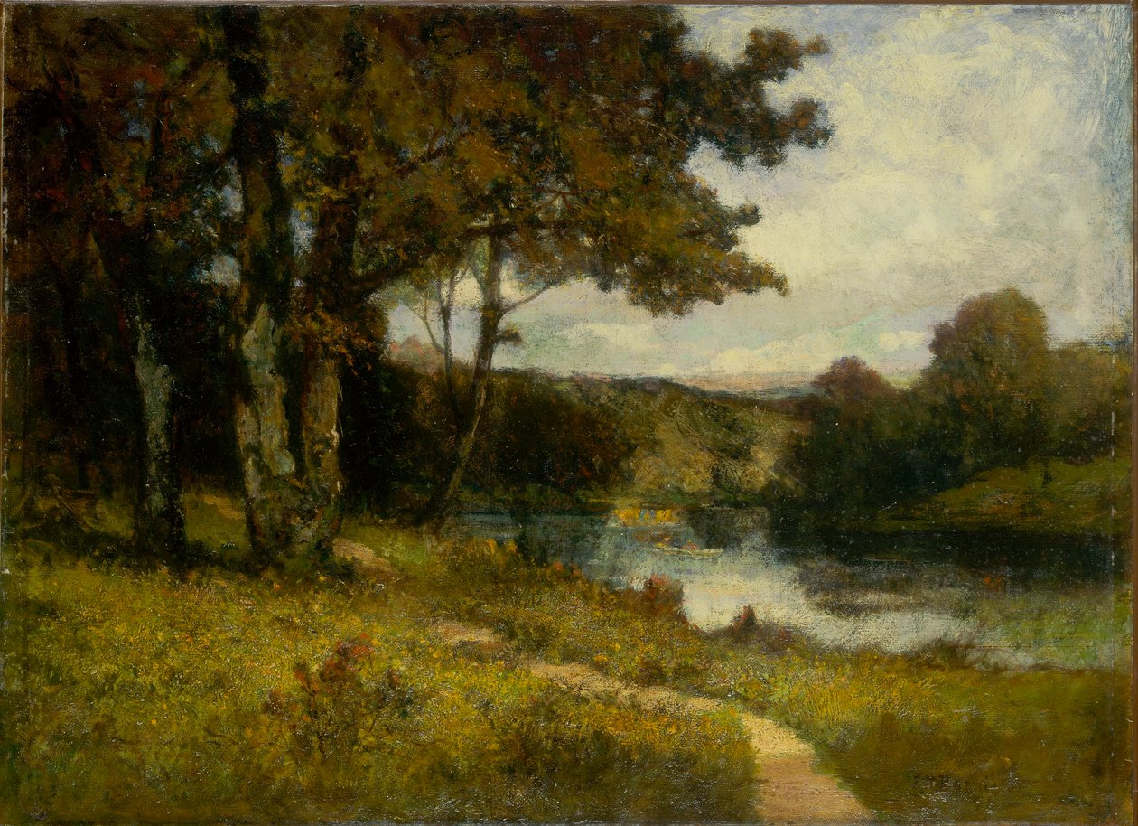 Zonder titel (landschap, bomen bij rivier) door Edward Mitchell Bannister