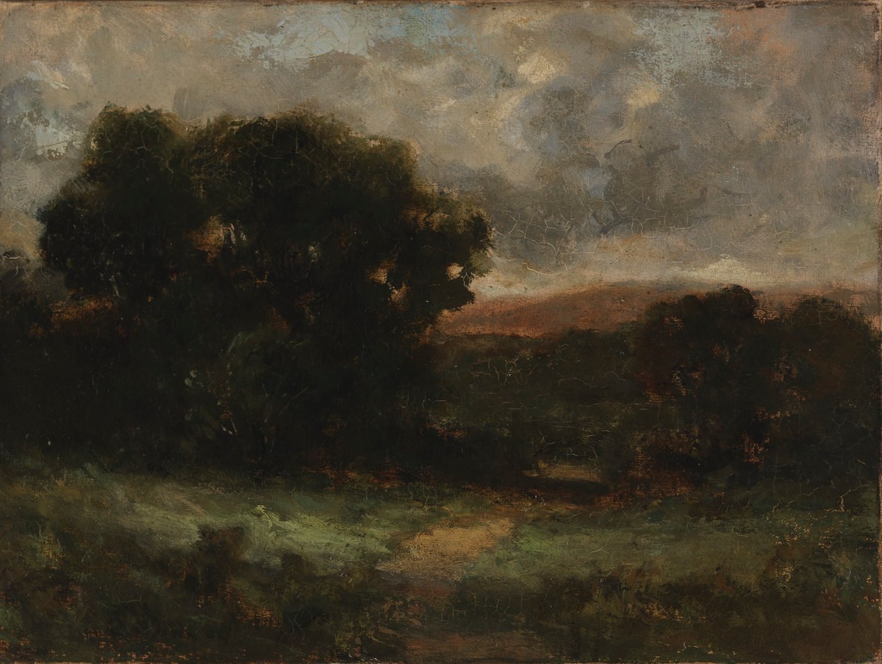 Zonder titel (landschap met weide en bomen) door Edward Mitchell Bannister