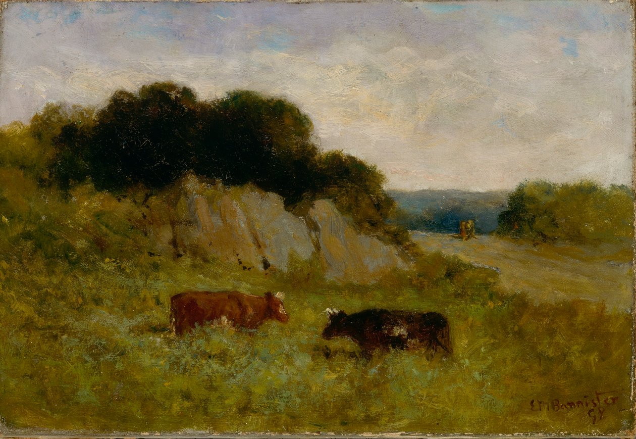 Zonder titel (landschap met twee koeien) door Edward Mitchell Bannister