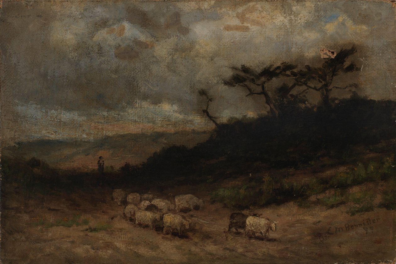 Zonder titel (herder met schapen) door Edward Mitchell Bannister