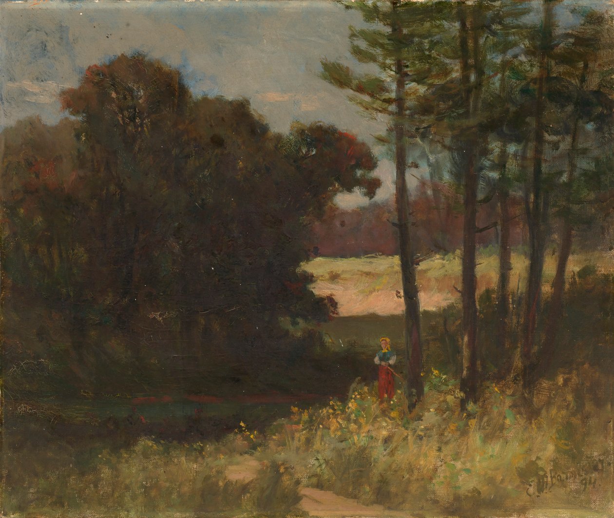 Naamloos landschap met bomen en vrouw, 1894 door Edward Mitchell Bannister