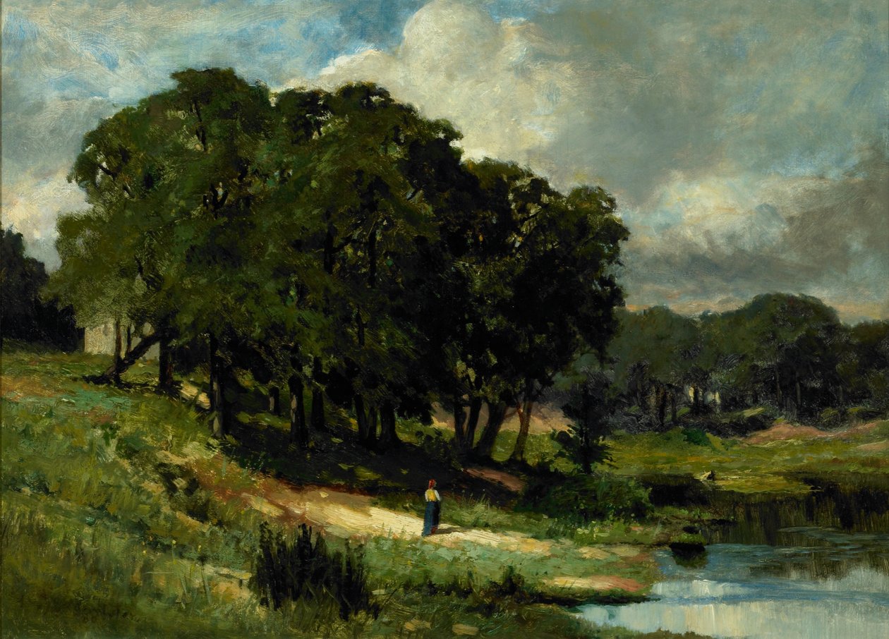 Vrouw bij een vijver door Edward Mitchell Bannister