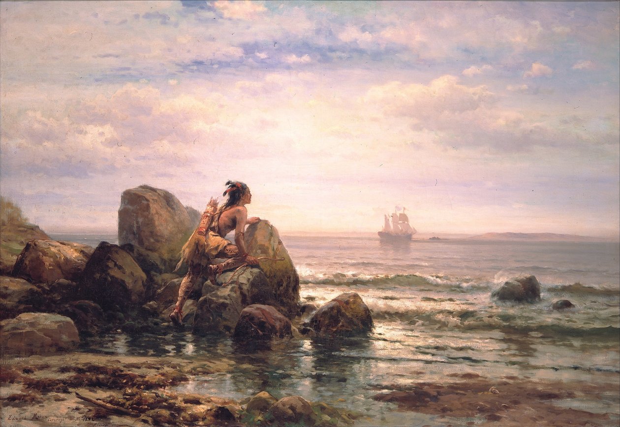 Henrik Hudson vaart de haven van New York binnen, 11 september 1609 door Edward Moran