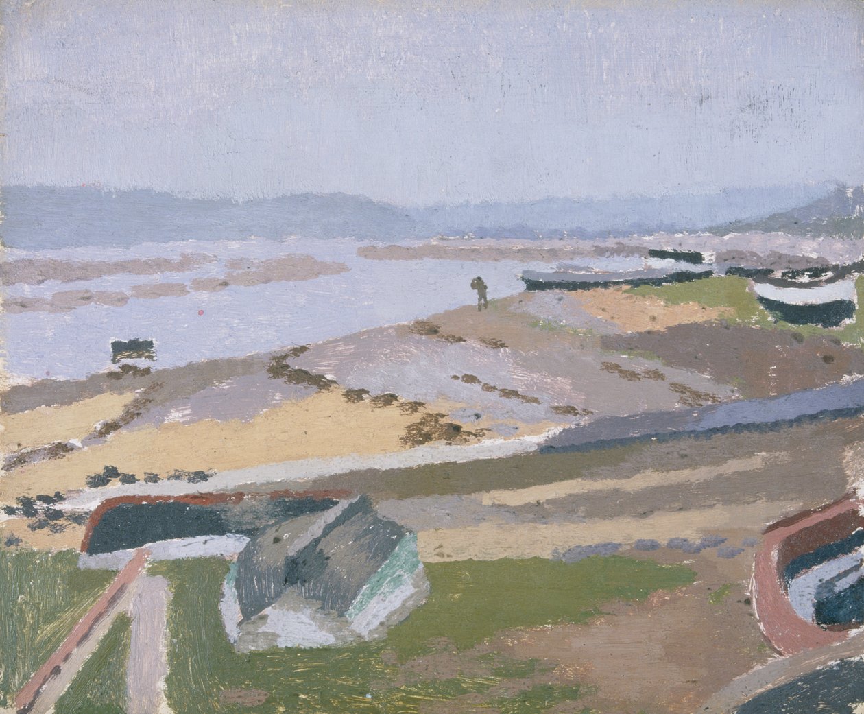 Towy Estuary, Ferryside (Olieverf op board) door Edward Morland Lewis