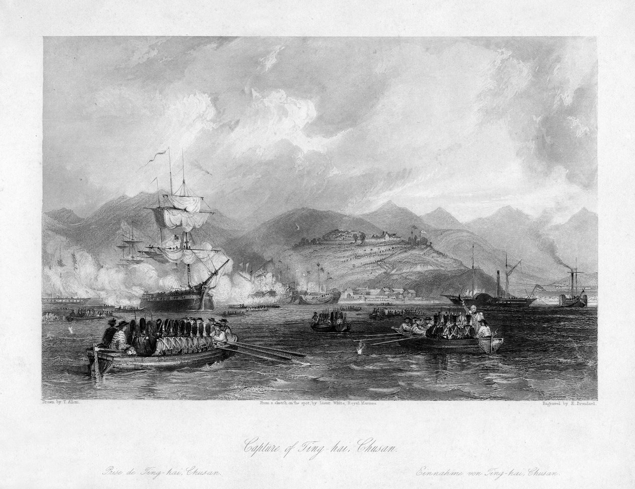 Verovering van Ting-hai, Chusan, China, 1841 19e eeuw door Edward Paxman Brandard