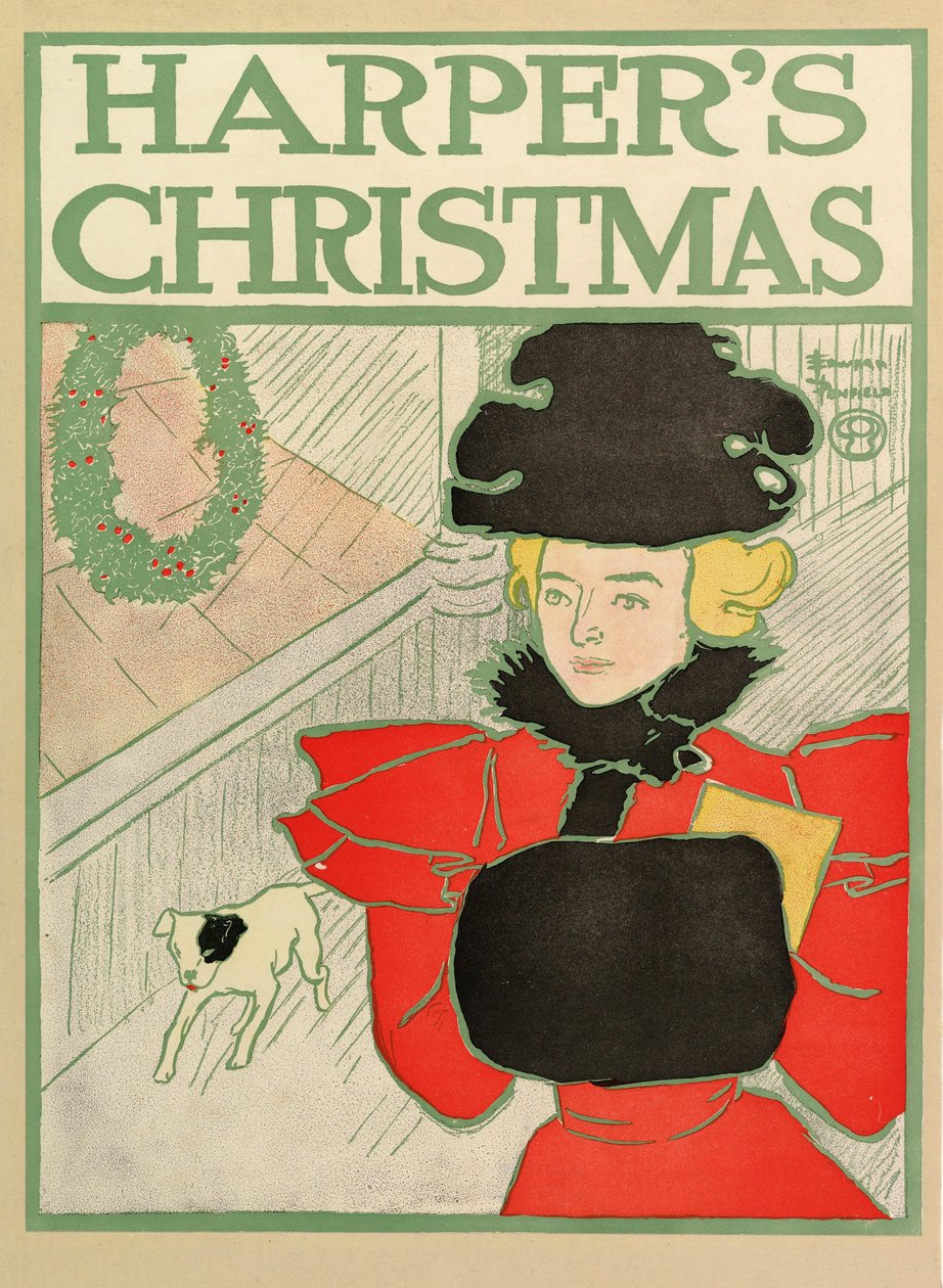 Poster voor Harpers New Monthly Magazine, kerstmis 1894 door Edward Penfield
