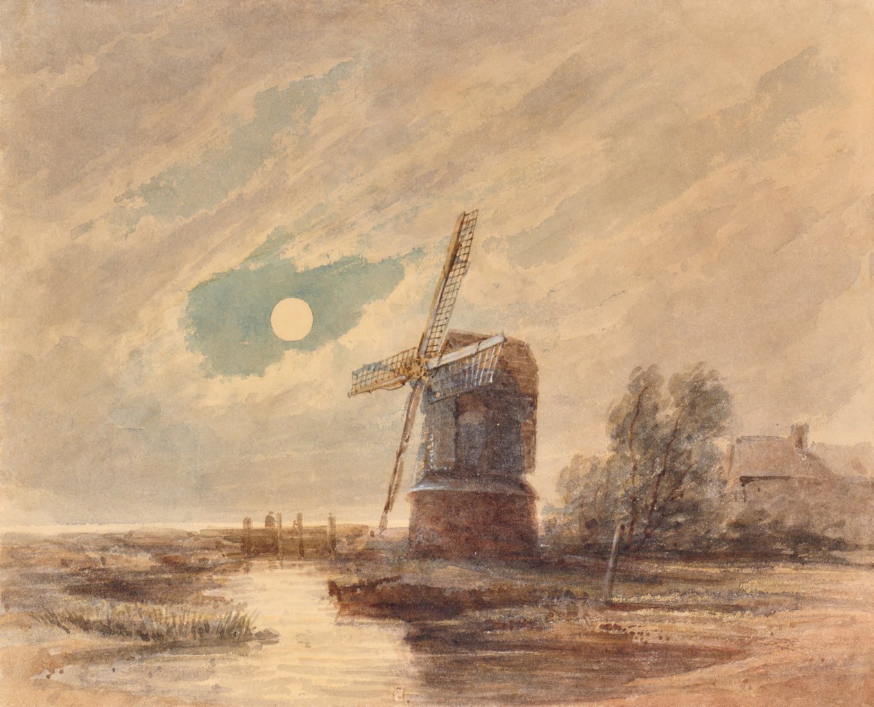 Landschap met windmolen door Edward Pretty