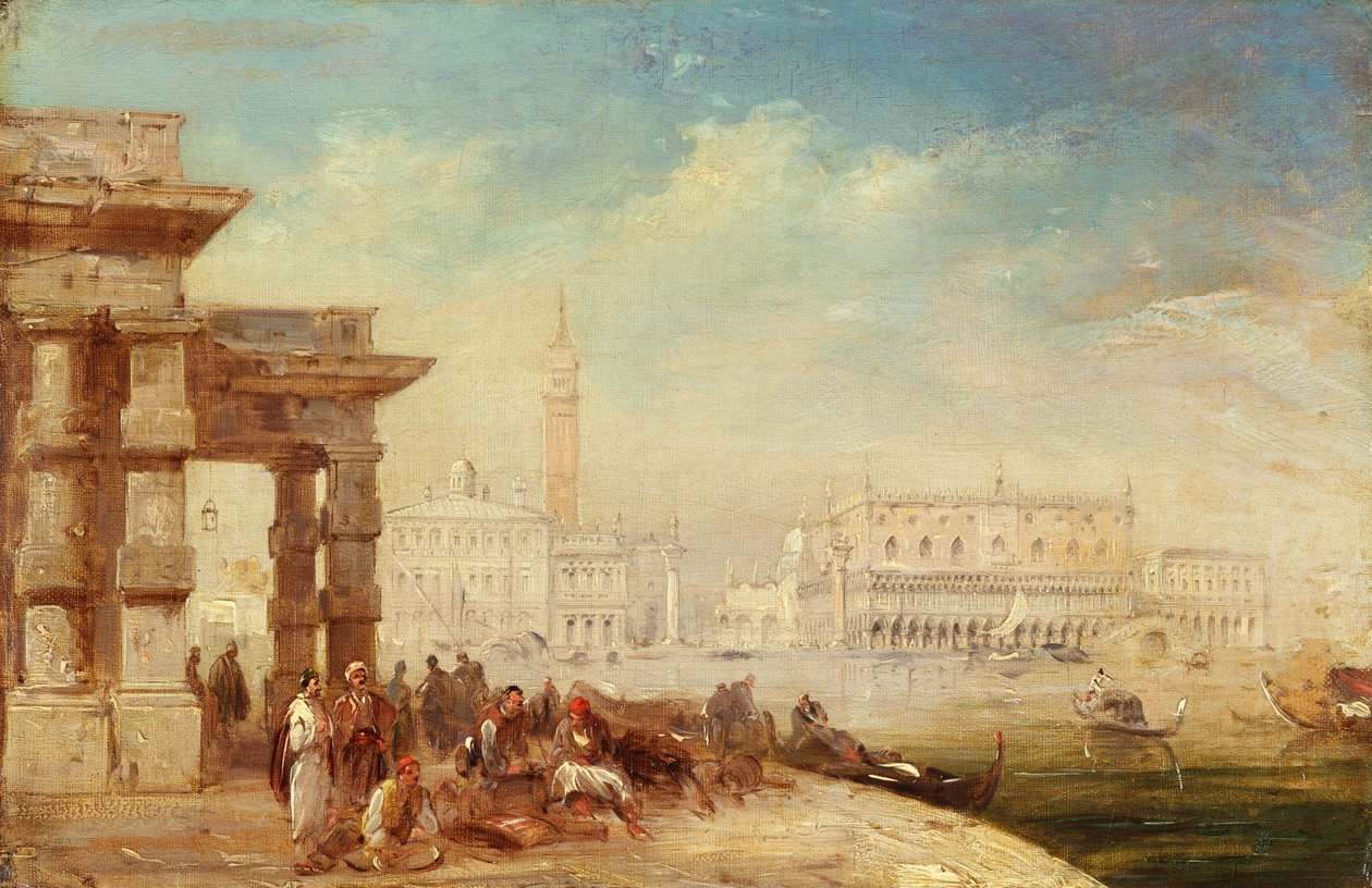 Het Dogenpaleis, Venetië (olieverf op doek) door Edward Pritchett