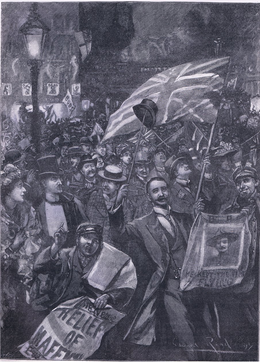 Mafeking nacht in Londen, illustratie uit Cassells Geschiedenis van Engeland, 1900s door Edward Read