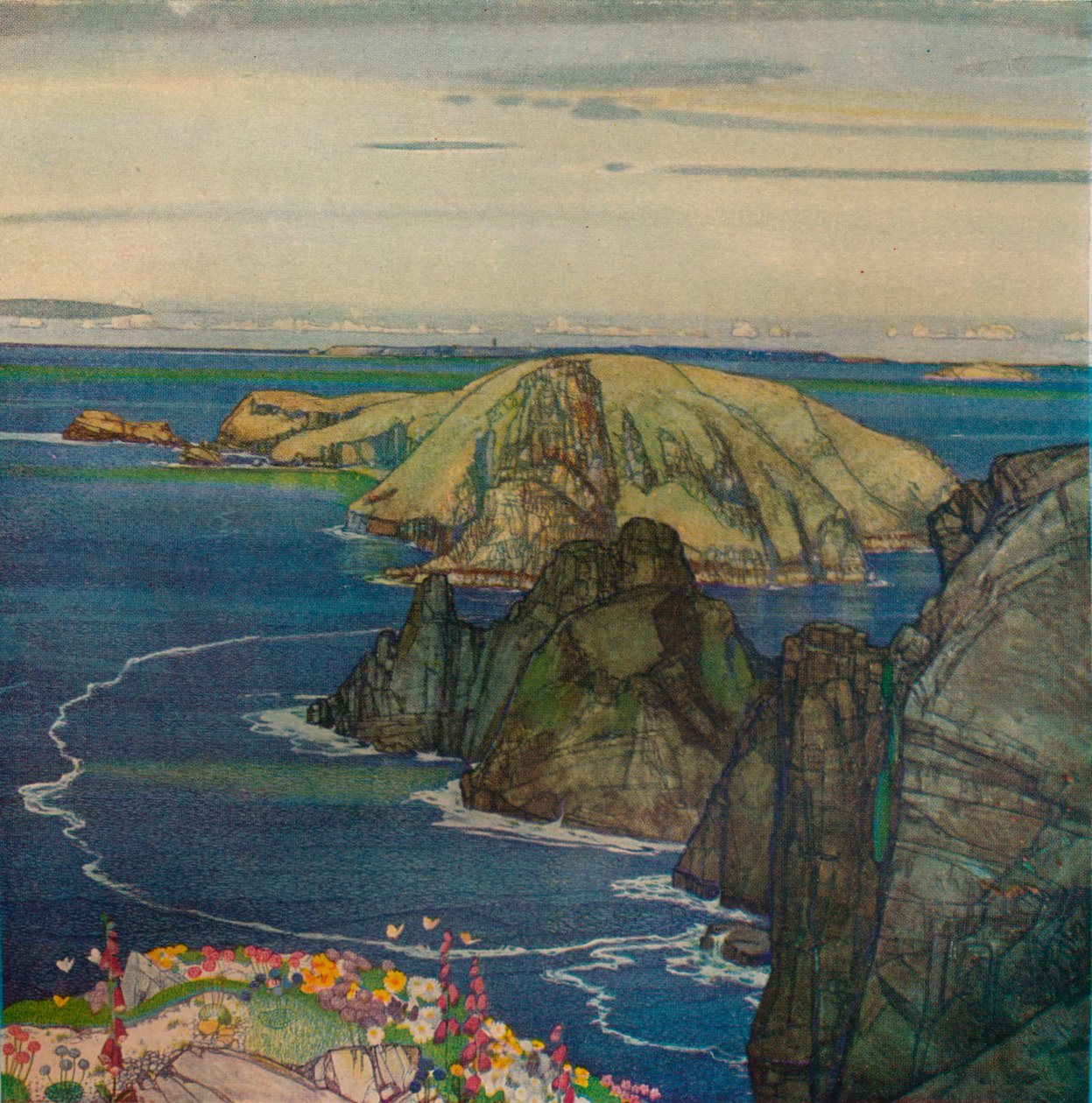 Het eiland Brecqhou, bij Sark, ca. 1921 door Edward Reginald Frampton