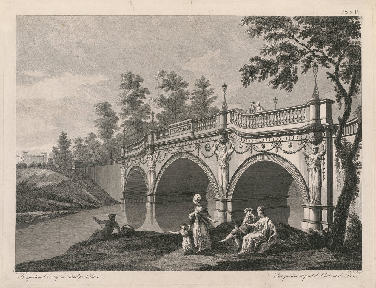 Perspectiefweergave van de Brug bij Sion door Edward Rooker