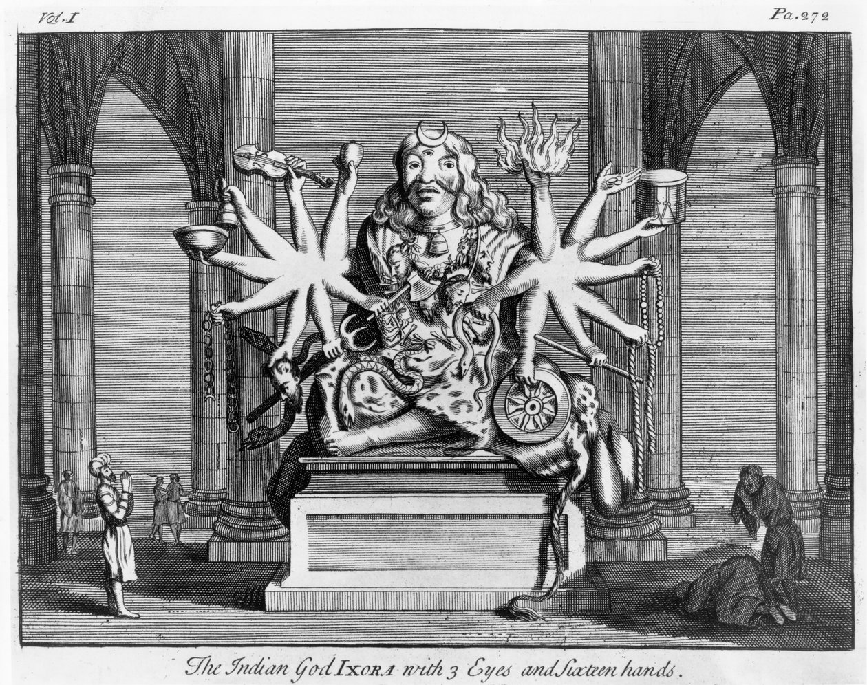 De Indiase God Ixora met 3 ogen en Zestien Handen, c.1780 door Edward Rooker