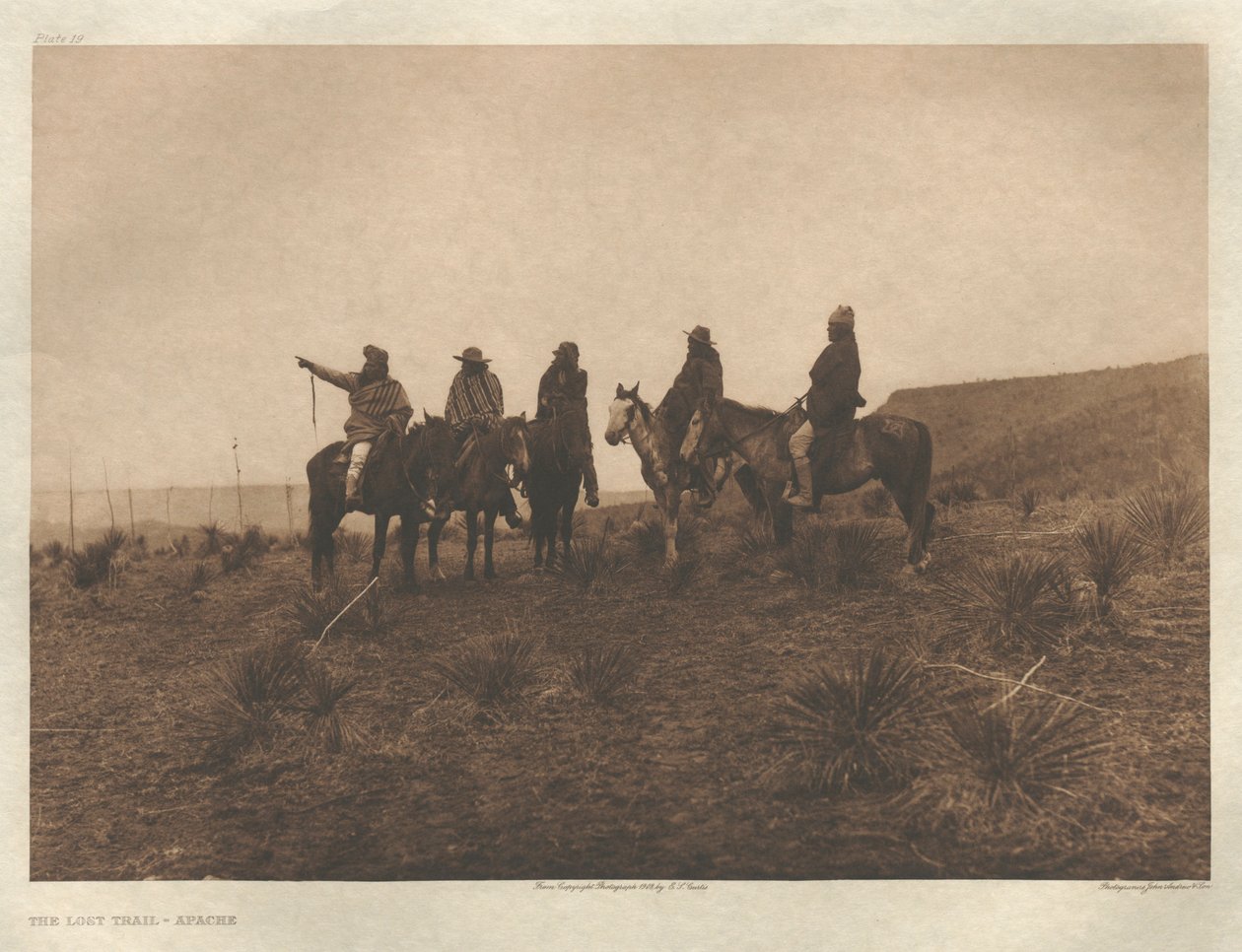 Portfolio I, Plaat 19: Het verloren spoor-Apache door Edward S. Curtis