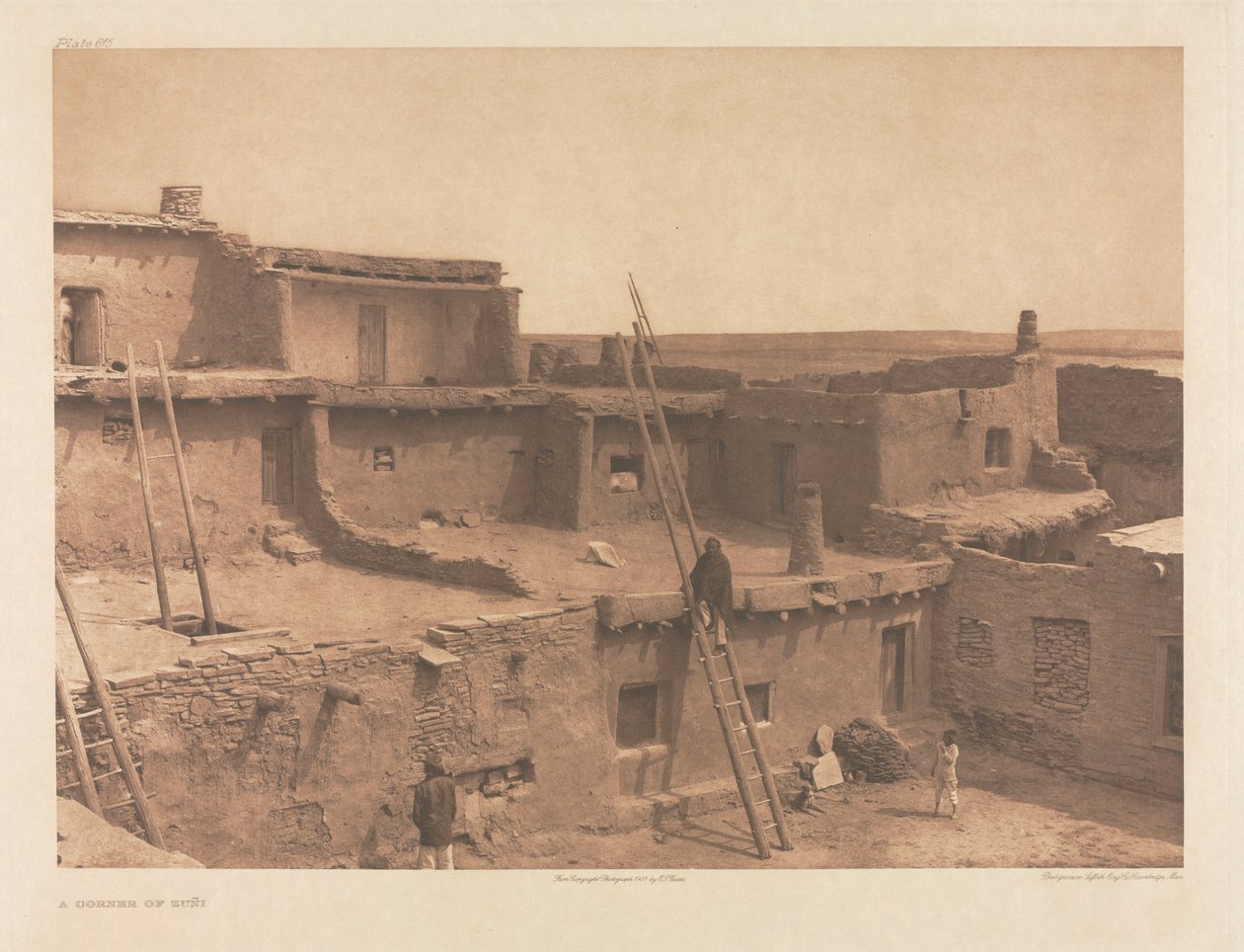 Portfolio XVII, Plaat 615: Een hoek van Zuñi door Edward S. Curtis