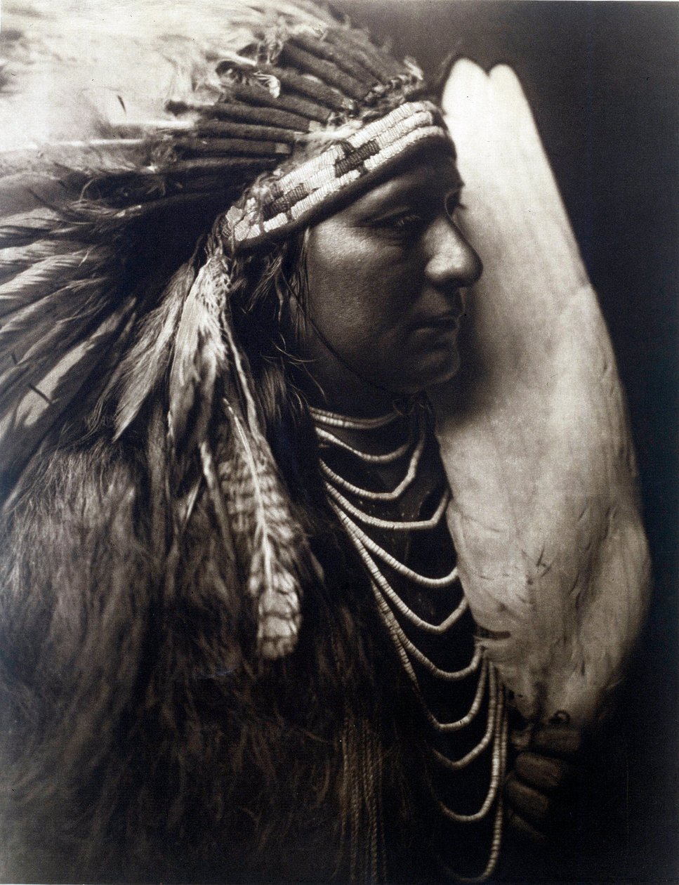 Amerikaanse Indianen: Portret van een Indiaan van de Perce Nose Stam door Edward Sheriff Curtis
