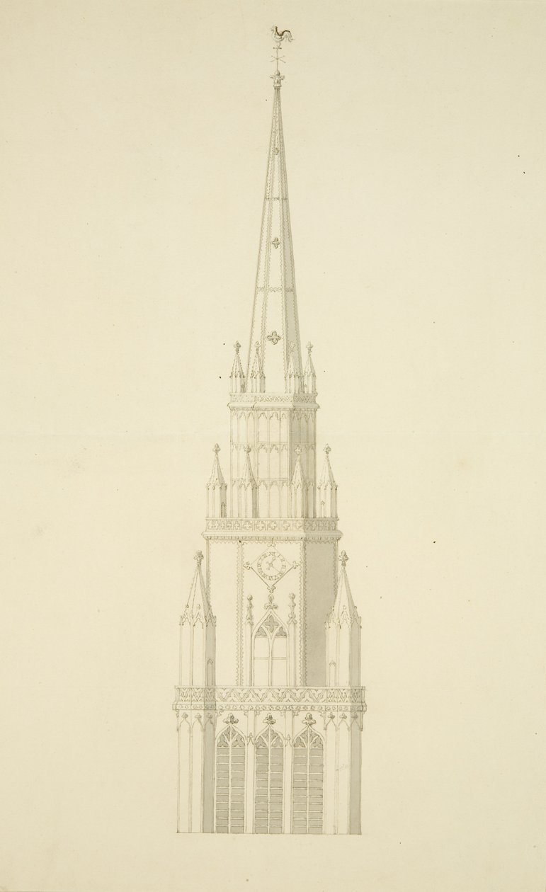 Geprojecteerde toren van St. Mary Redcliffe door Edward Shiercliffe