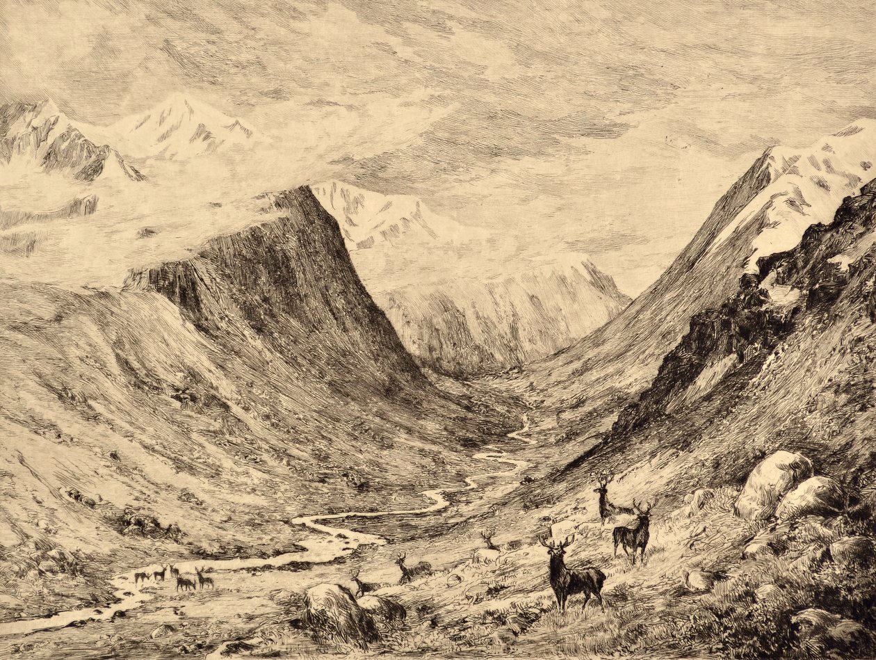 De Highland Dee: Ontmoeting van Garchary en Larig Burns door Edward Slocombe