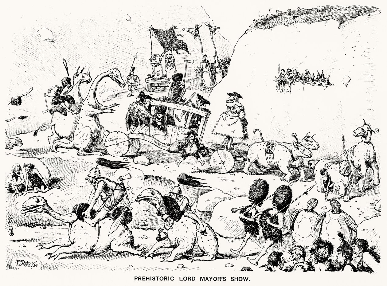Prehistorische Lord Mayors Show door Edward Tennyson Reed