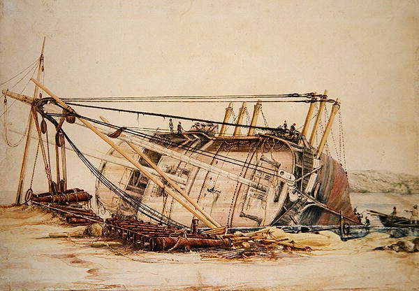 Een gestrand brik door Edward William Cooke