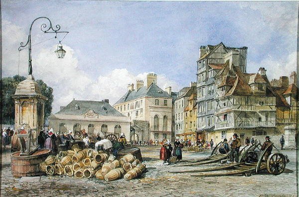 Een marktplein op het continent door Edward William Cooke