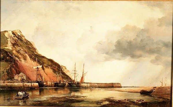 Haven van Axmouth, Devon - Laag water door Edward William Cooke