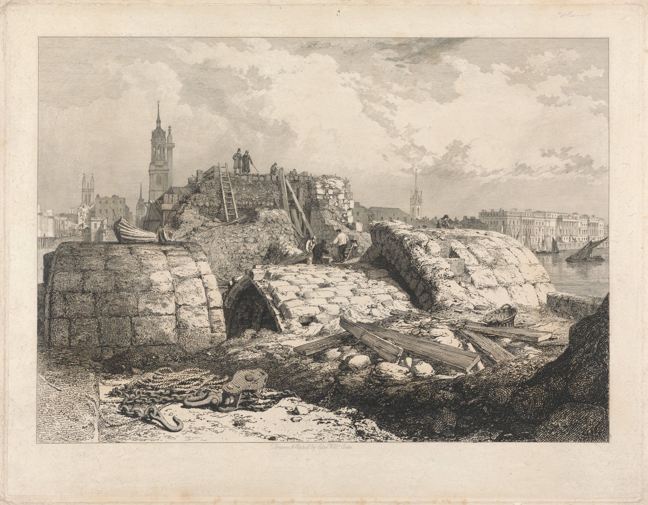 London Bridge - sloop door Edward William Cooke