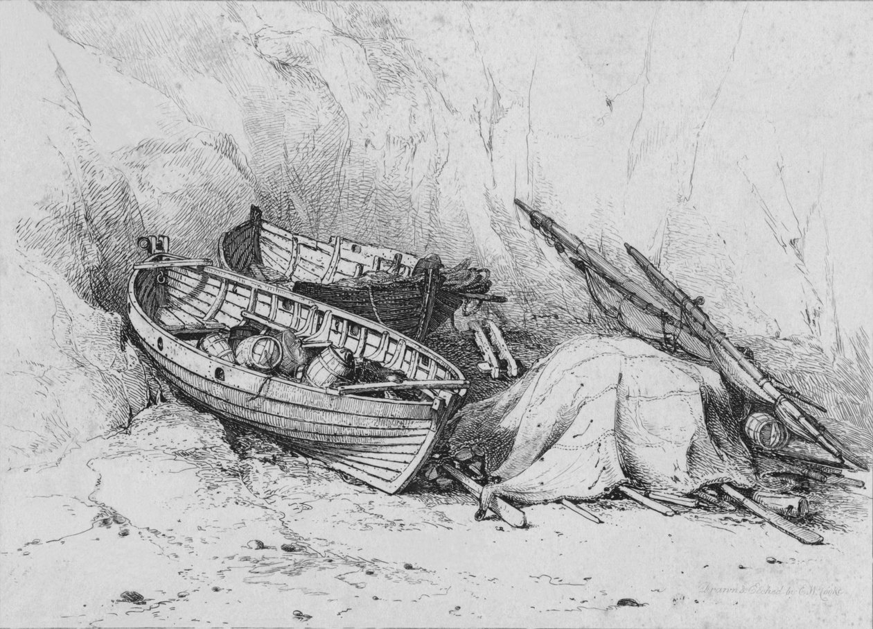 Op het strand van Cromer, ca. 1828 door Edward William Cooke