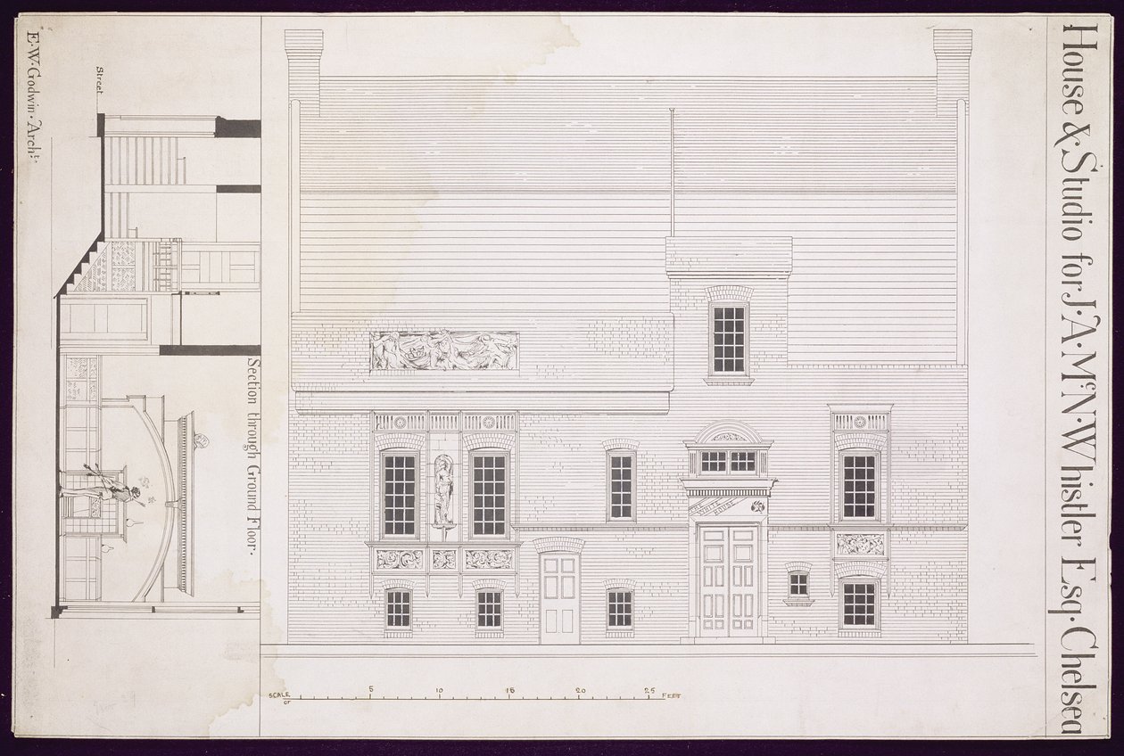 Ontwerp voor Huis en Studio voor J.A.M. Whistler Esq, Chelsea, c.1877-78 door Edward William Godwin