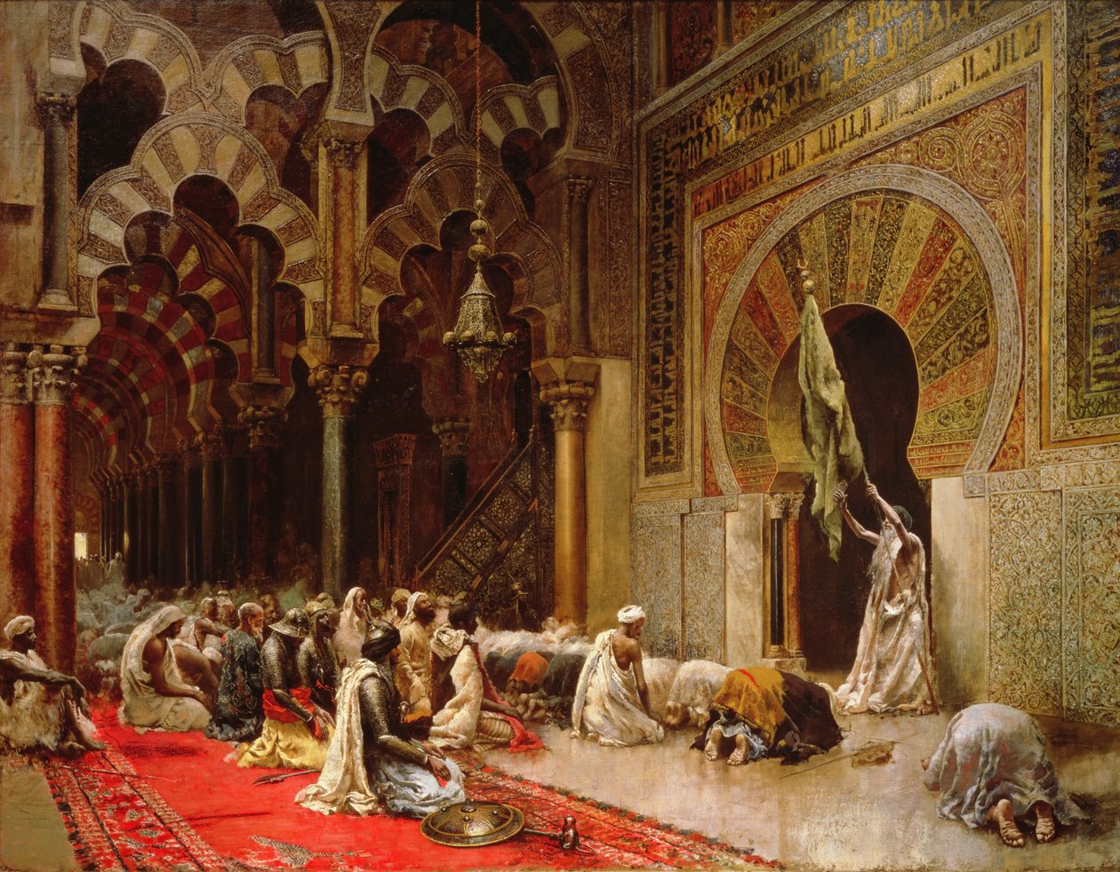 Interieur van de moskee in Cordoba, c.1880 door Edwin Lord Weeks