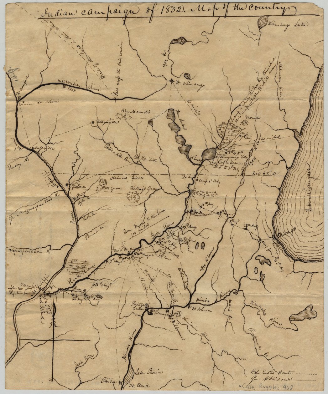 Indiase campagne van 1832: Kaart van het land, 1832 door Edwin Rose