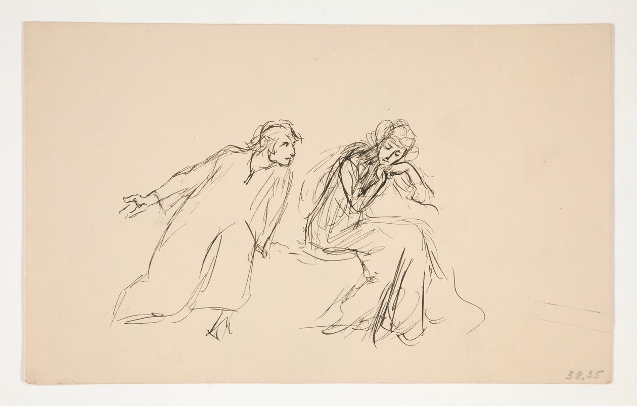 Angelo en Isabella (studie) - Act II, Scene IV, Maat voor Maat door Edwin Austin Abbey