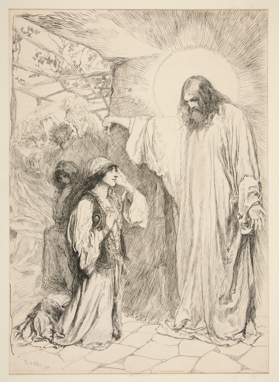 Christus en Maria Magdalena door Edwin Austin Abbey