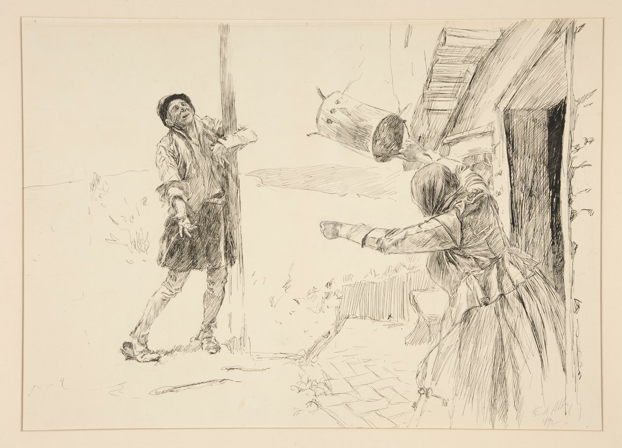 Christopher Sly, illustratie voor Inleiding, Scene ii, Taming of the Shrew door Edwin Austin Abbey