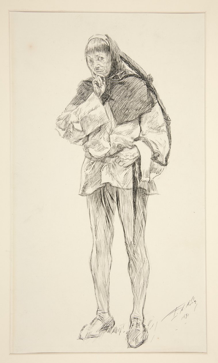 Costard, uit Act I, Scene i, Liefde door Edwin Austin Abbey