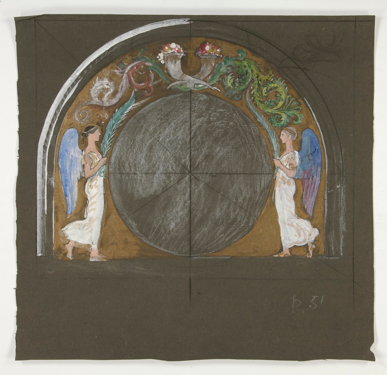 Ontwerp voor raamdecoratie voor het staatskapitoolgebouw in Harrisburg, Pennsylvania, 1902-1911 (voltooid door John Singer Sargent) door Edwin Austin Abbey