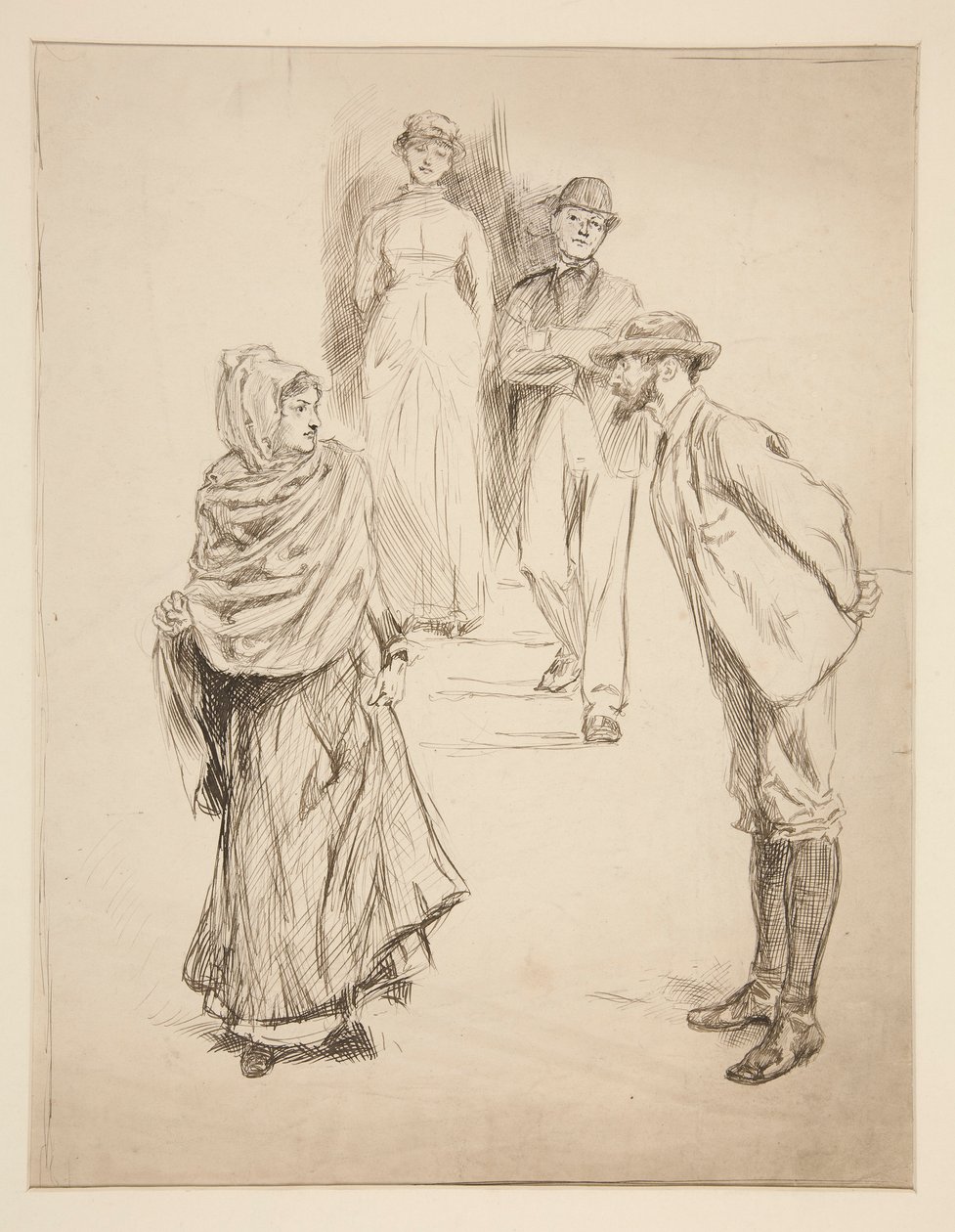 Figuur Scène, studie voor  door Edwin Austin Abbey
