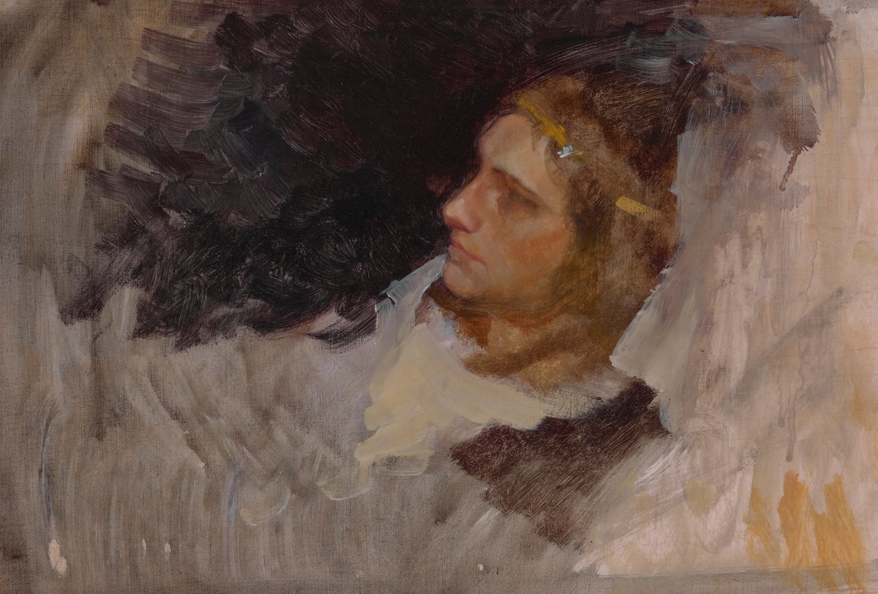 Figurenstudie van Hamlet, voor De Toneelscène, Hamlet, Act III, Scene II door Edwin Austin Abbey