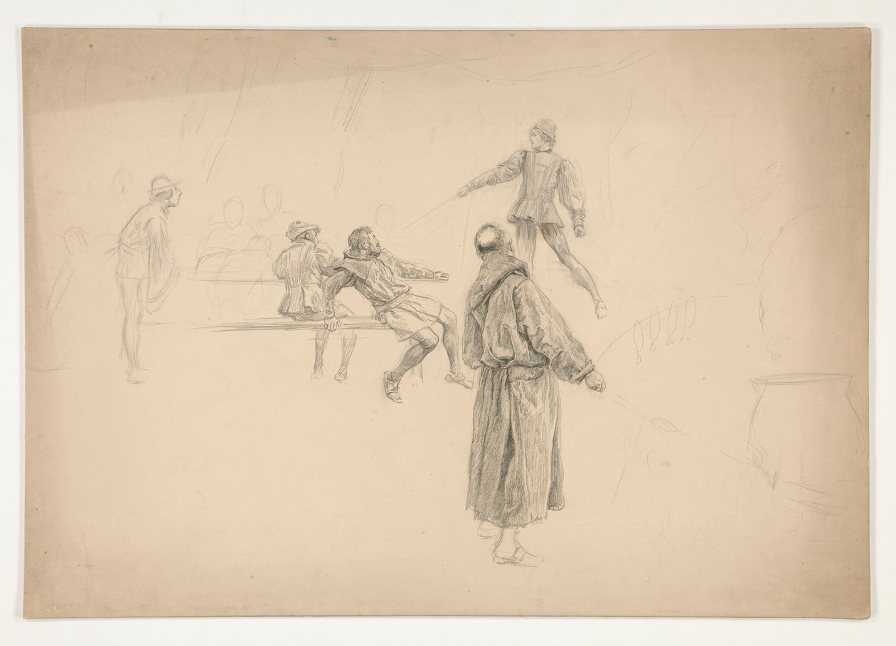 Figuurtekening door Edwin Austin Abbey