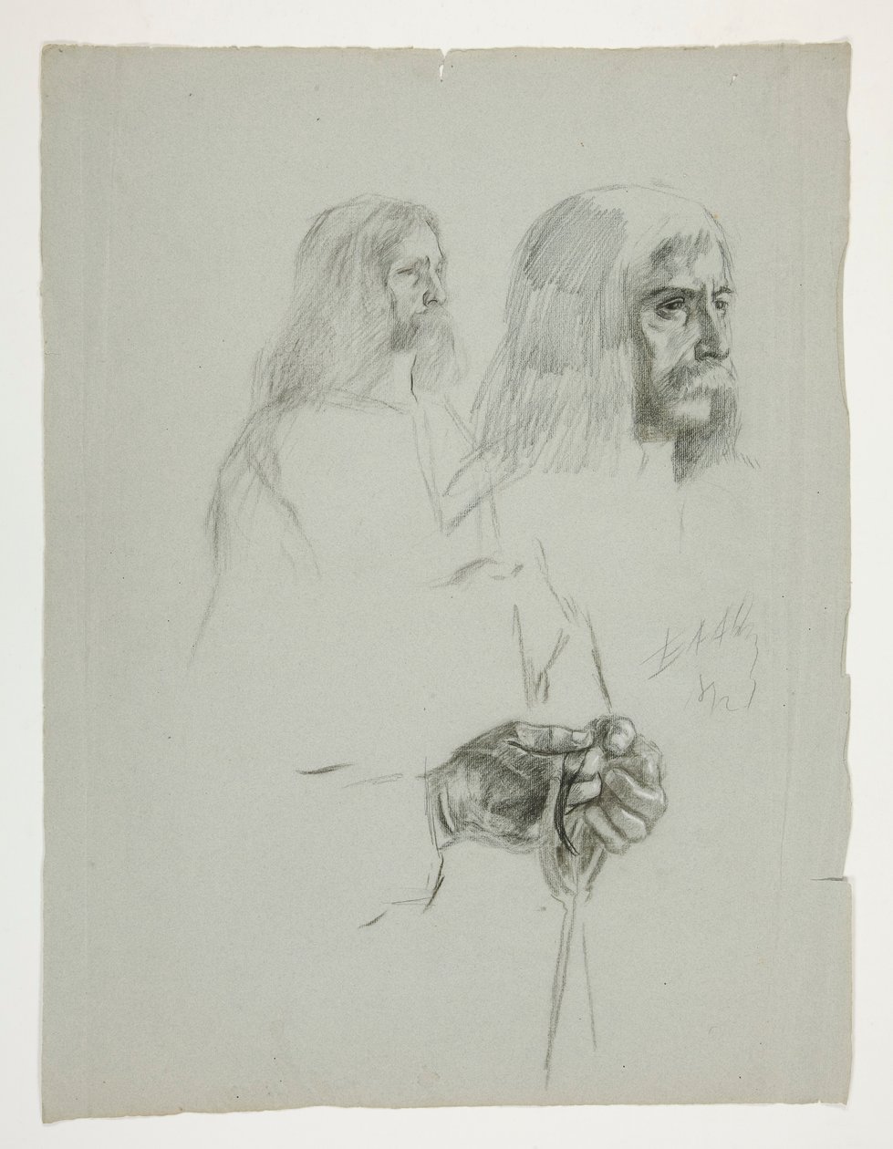 Figurenstudies voor een van de muurschilderingen uit De zoektocht naar de Heilige Graal (een serie van vijftien schilderijen voor de Boston Public Library, voltooid in 1901) door Edwin Austin Abbey