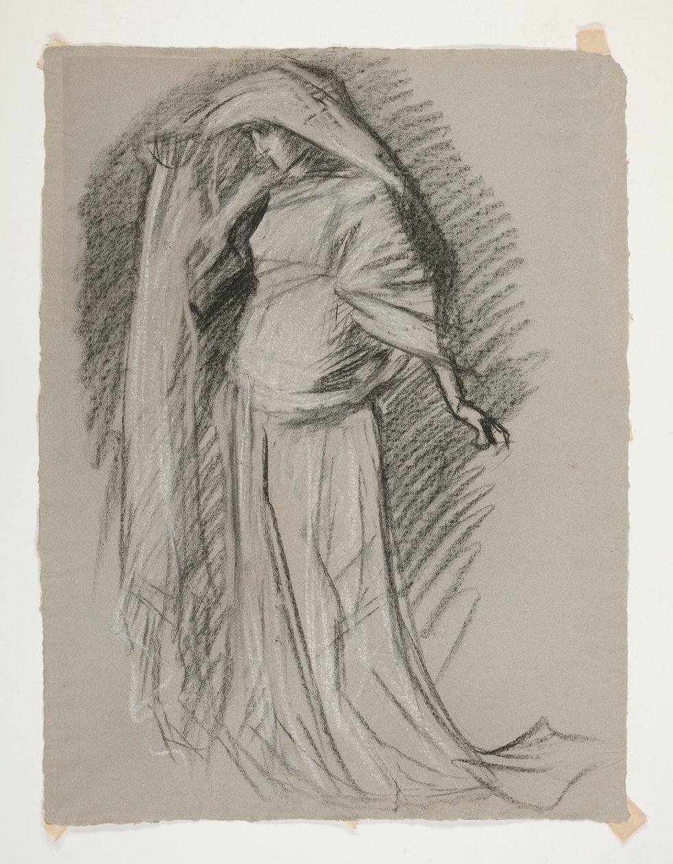 Figuurstudie voor Kasteel van de Maagden, uit De zoektocht naar de Heilige Graal (een serie van vijftien schilderijen voor de Boston Public Library, voltooid in 1901) door Edwin Austin Abbey