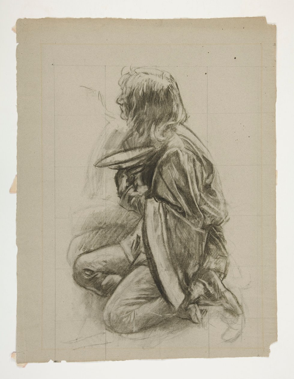 Figurenstudie voor Koning Arthur door Edwin Austin Abbey