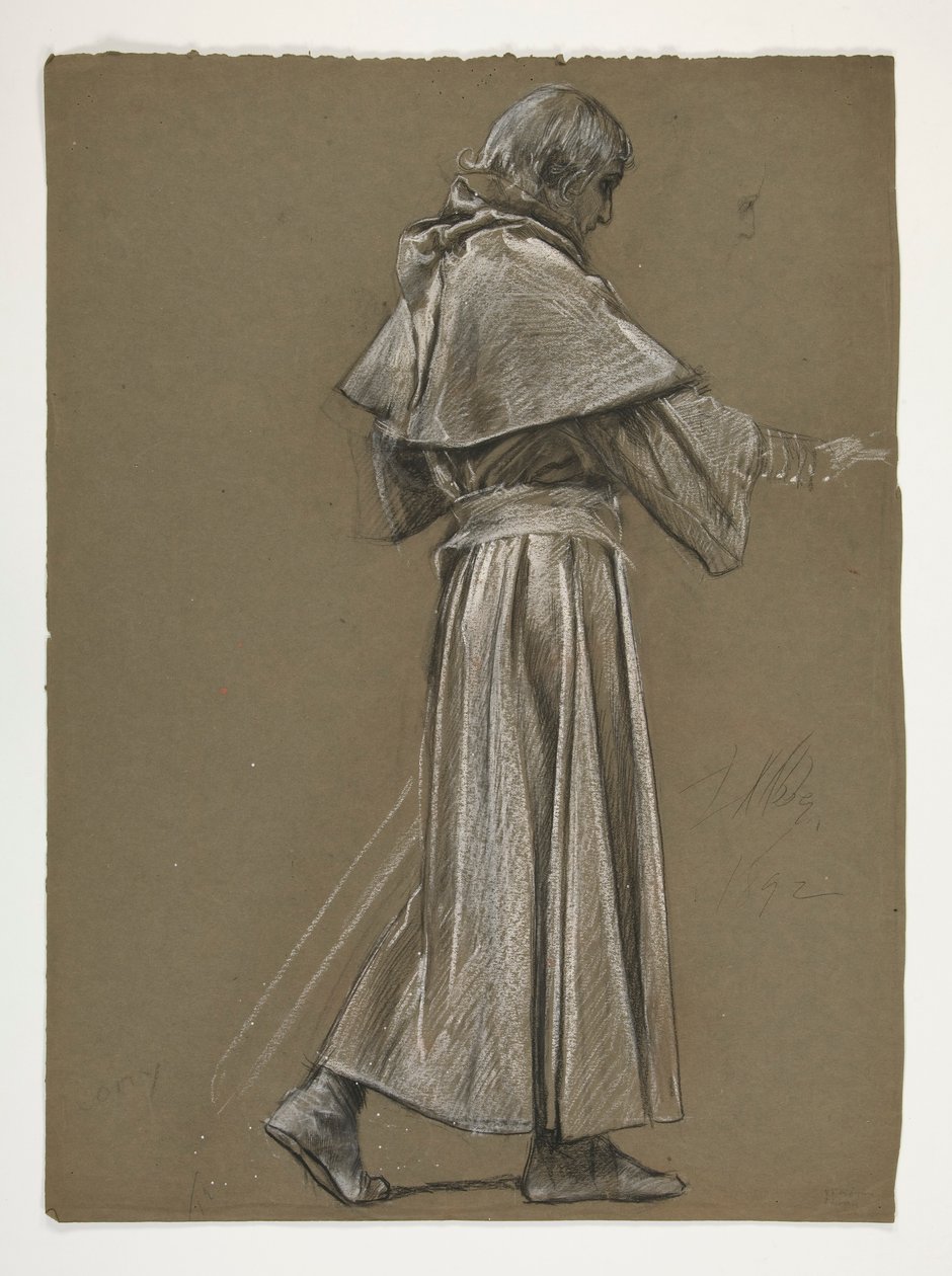 Figurenstudie voor Koning Arthur door Edwin Austin Abbey