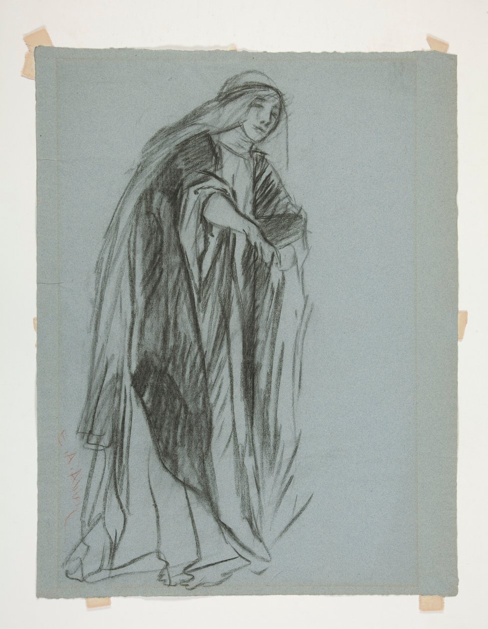 Figurenstudie voor het Kasteel van de Maagden, uit De zoektocht naar de Heilige Graal (een serie van vijftien schilderijen voor de Boston Public Library, voltooid in 1901) door Edwin Austin Abbey