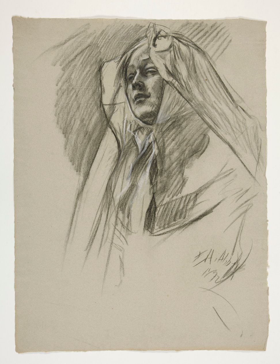 Figurenstudie voor de jeugd van Galahad, uit De zoektocht naar de Heilige Graal (serie van 15 schilderijen voor de Boston Public Library, voltooid in 1901) door Edwin Austin Abbey
