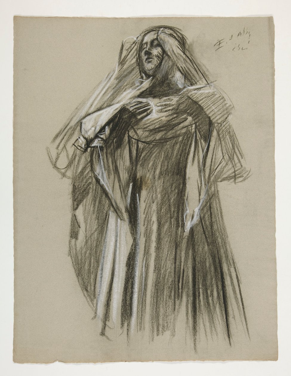Figurenstudie voor de Jonge Galahad, uit De Zoektocht naar de Heilige Graal (eerste van een serie van vijftien muurschilderingen voor de Boston Public Library, voltooid in 1901) door Edwin Austin Abbey