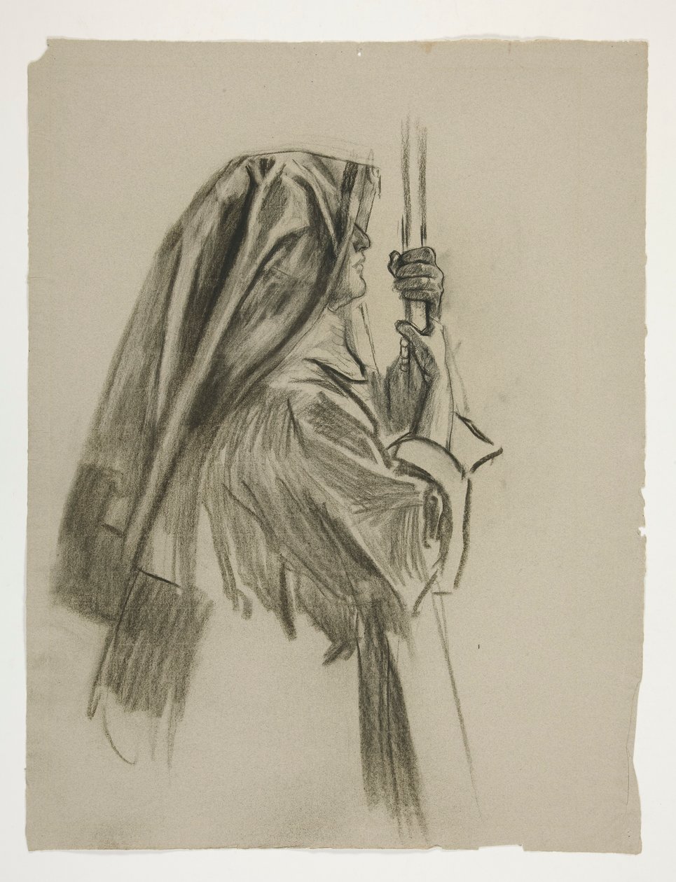 Figurenstudie voor de Ridderslag van Sir Galahad, uit De Zoektocht naar de Heilige Graal (een serie van 15 schilderijen voor de Boston Public Library, voltooid in 1901) door Edwin Austin Abbey